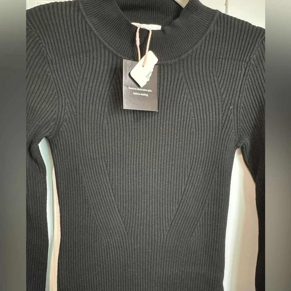 Gianni Bini Black Long Sleeve Dress Mock Neck with Bow Accents Size Small - Picture 8 of 8